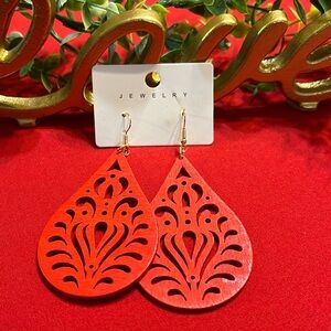 Beautiful Red Wood Earrings!!!